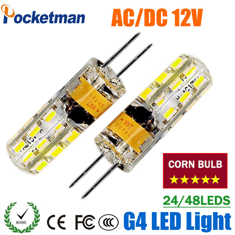 Bombilla LED de maíz G4, lámpara de 12V, CA/CC, foco de 3W y 6W, reemplazo de lámpara halógena, Ángulo de haz de 360, envío gratis