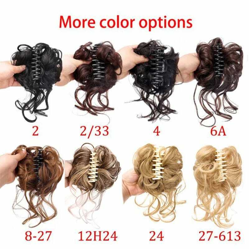 Syntetyczny klips do włosów Messy peruki z kręconych włosów dla kobiet Bun Claw Extension Chignon Hairpiece dla kobiet sztuczne włosy