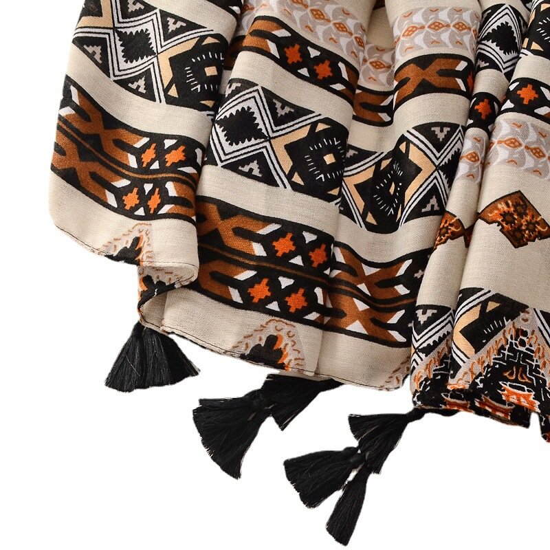 Foulard de luxe en coton pour femmes, châle, Pashmina, étole, Hijab musulman, de haute qualité