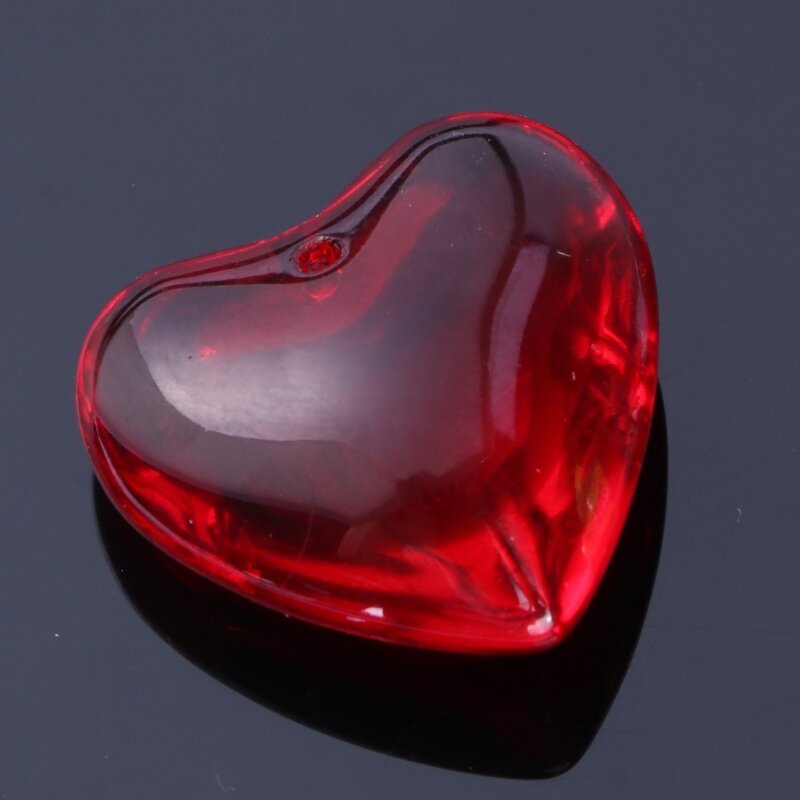 E15E Colorful Heart-shaped Glass Pendant Beads Love Heart Charm Component Candy Color for DIY Keychain Neckchain Crafts