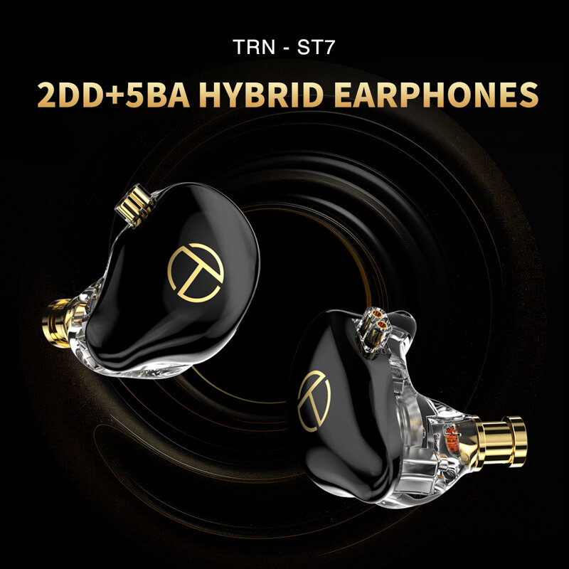 TRN ST7 2DD+5BA Hybrid Earphones  Earbud HIFI Sport Noise Cancelling Headsets Free shipping items  for Audiophile Musician DJ