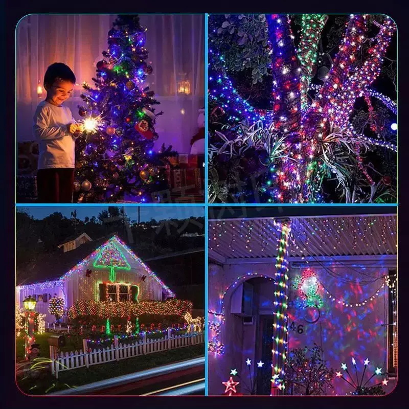 Holiday Solar Outdoor Battery Powered Copper Wire Fairy Led String Lights App Control Led Rope Lights