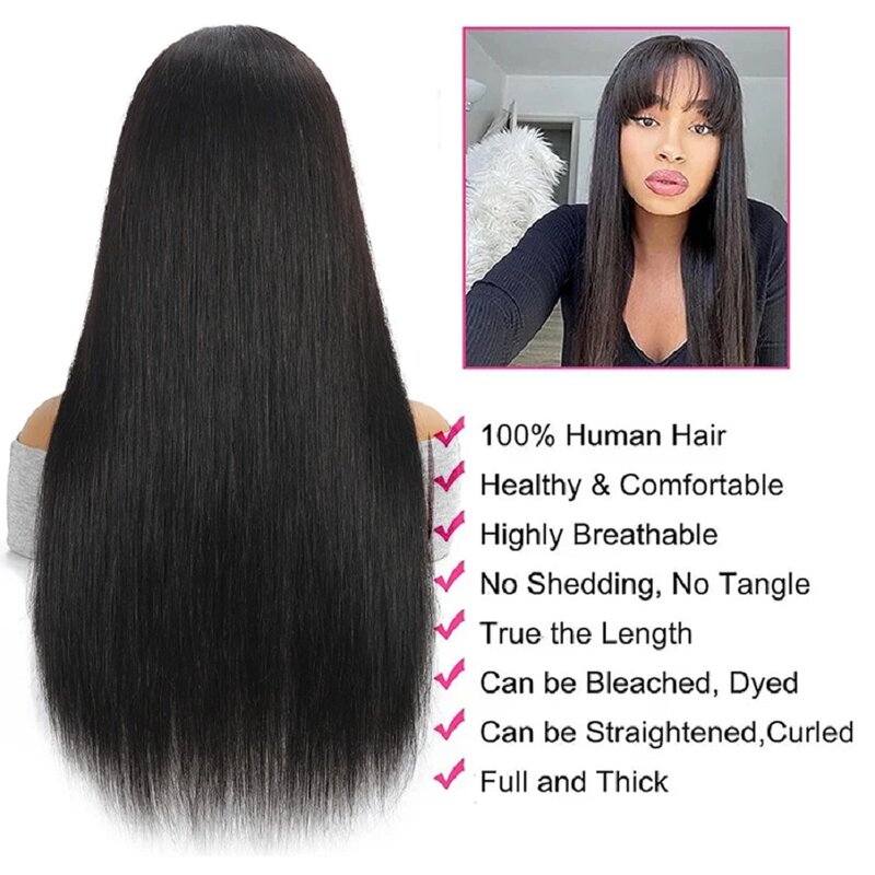 Парик с челкой, бразильские человеческие волосы, парики для черных женщин, 100% человеческие волосы, распродажа, челка, парик 3x1 HD, на сетке, без клея, Remy