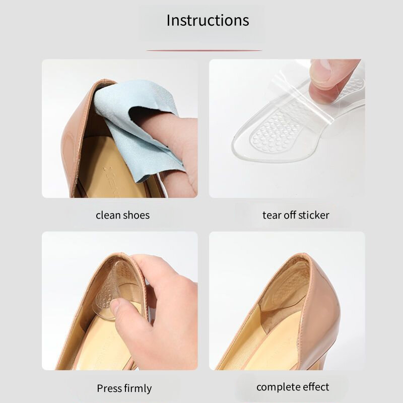Protectores de silicona para tacones altos para mujer, almohadillas antideslizantes para el cuidado de los pies, plantillas de tamaño ajustable