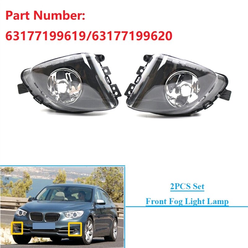 Lâmpada de nevoeiro dianteiro com lâmpada de halogênio para BMW série 5, F07, GT, 535I, 550I, 2010-2017, DRL, luz de condução