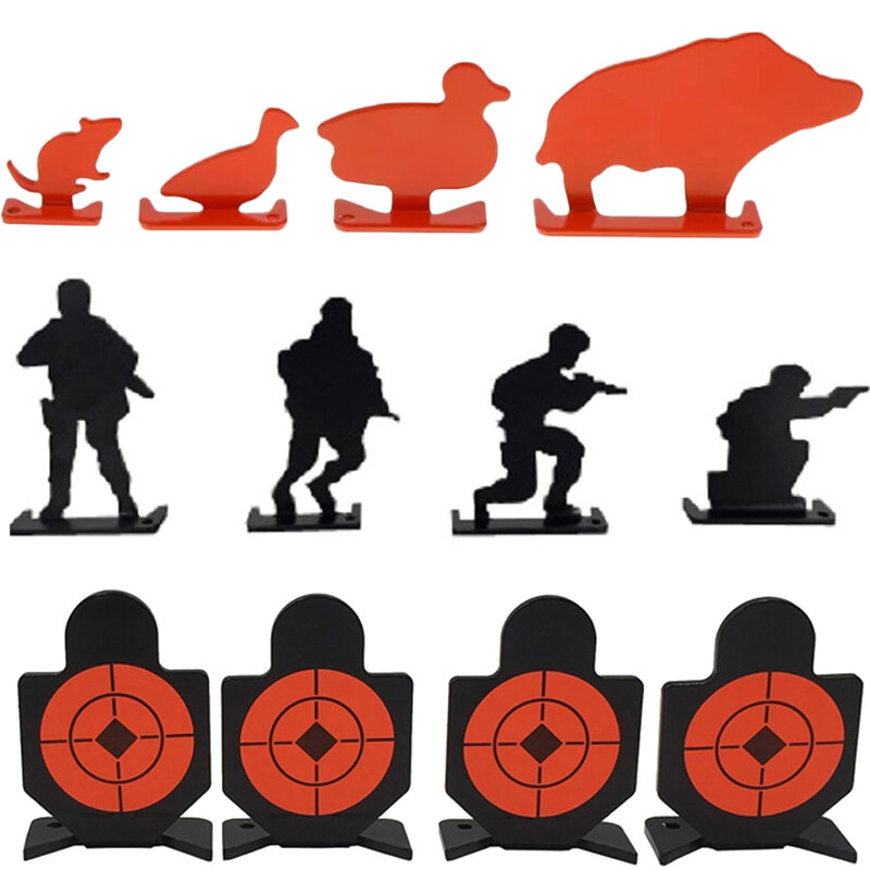 Taktis 4 buah/Set hewan logam tentara Humanoid menembak latihan Target bantuan untuk katapel senapan udara senapan angin pelet udara