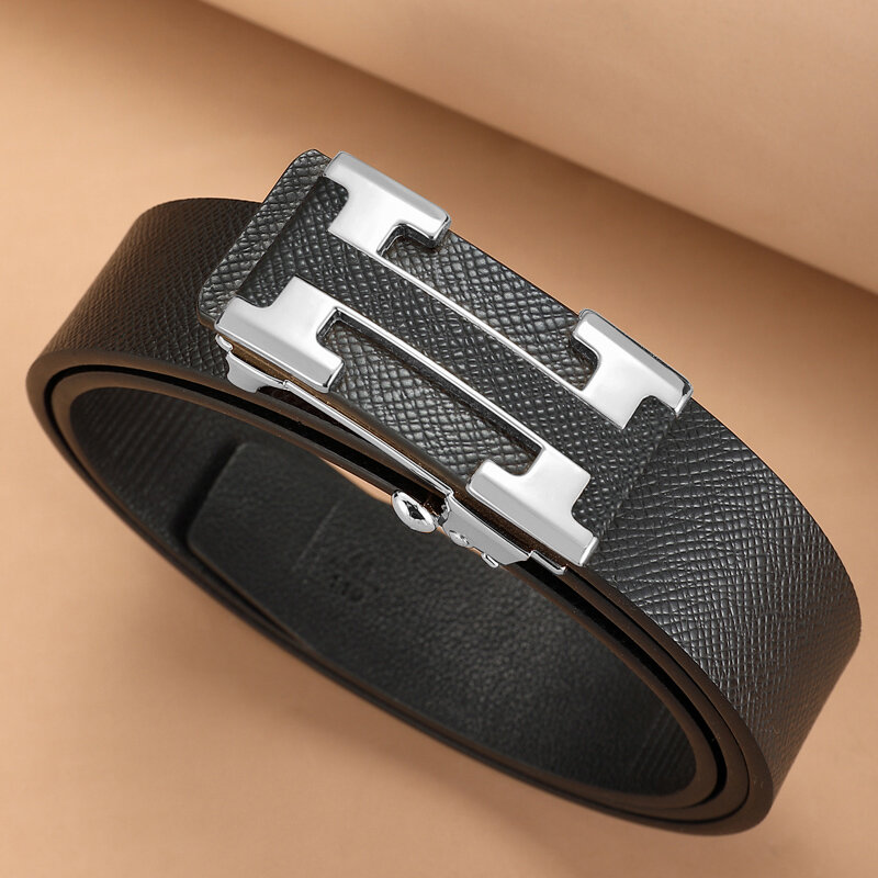 2024 Casual Famous Width 3.4cm Brand Belt Men Top Quality Genuine Leather Belts for Men Luxury Strap Male Metal Automatic Buckle