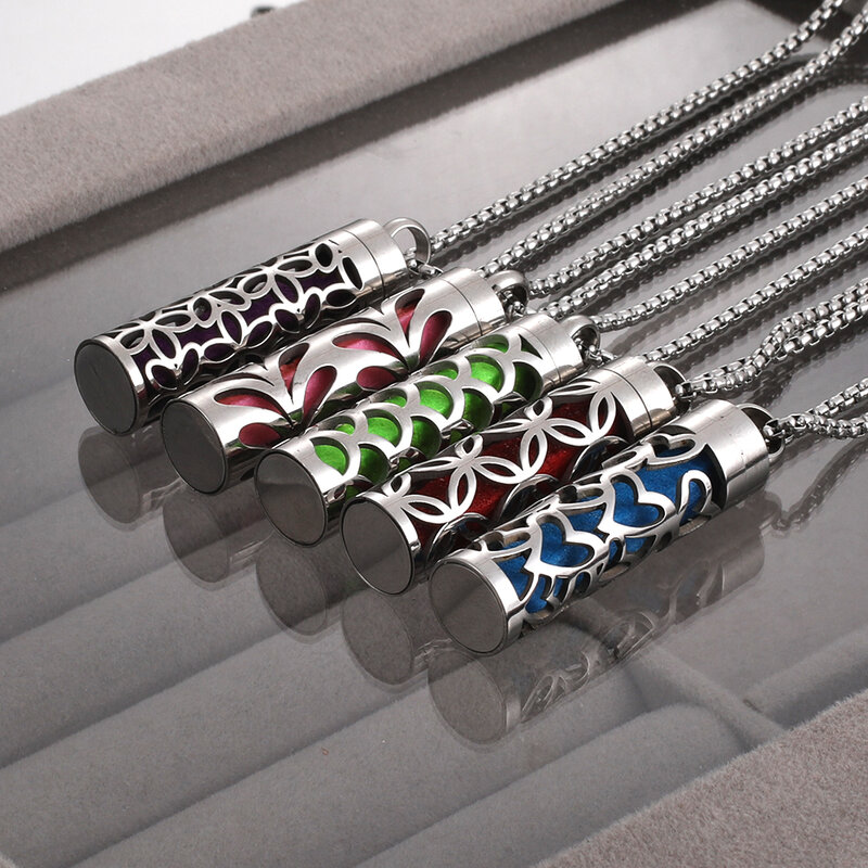 2023 New Aromatherapy Jewelry Necklaces Essential Oil Diffuser Necklace Stainless Steel Open Locket Aroma Scent Perfume Necklace