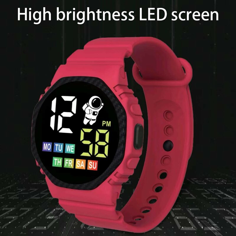 أطفال ساعة الإلكترونية LED مقاوم للماء طالب الساعات الرياضية متعدد الألوان عرض الأسبوع Smartwatch للأطفال الكرتون ساعة ذكية