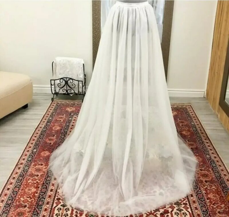 Съемная юбка из тюля со съемным шлейфом, свадебная Юбка со шлейфом для часовни
