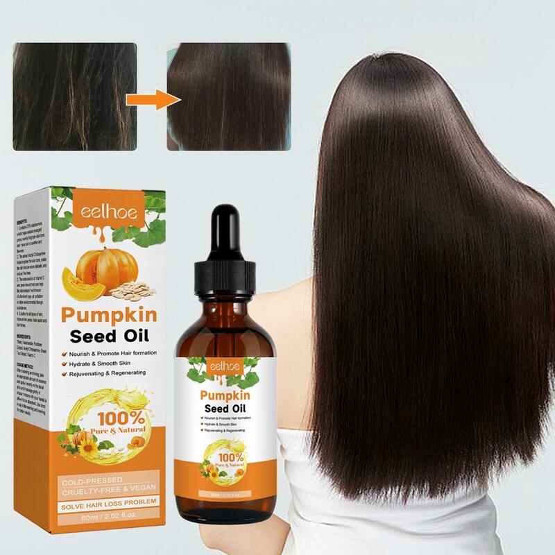 Óleo de semente de abóbora para cuidados capilares, óleo essencial para cabelos danificados reparados para nutrição do couro cabeludo, 60ml