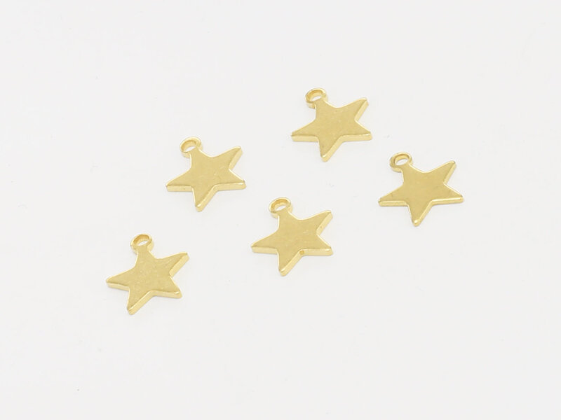 Mini Star Brass Charm para Fazer Jóias, Encantos de Brinco, Acessórios Pulseira, 11.5x10x1mm, R097, 50Pcs