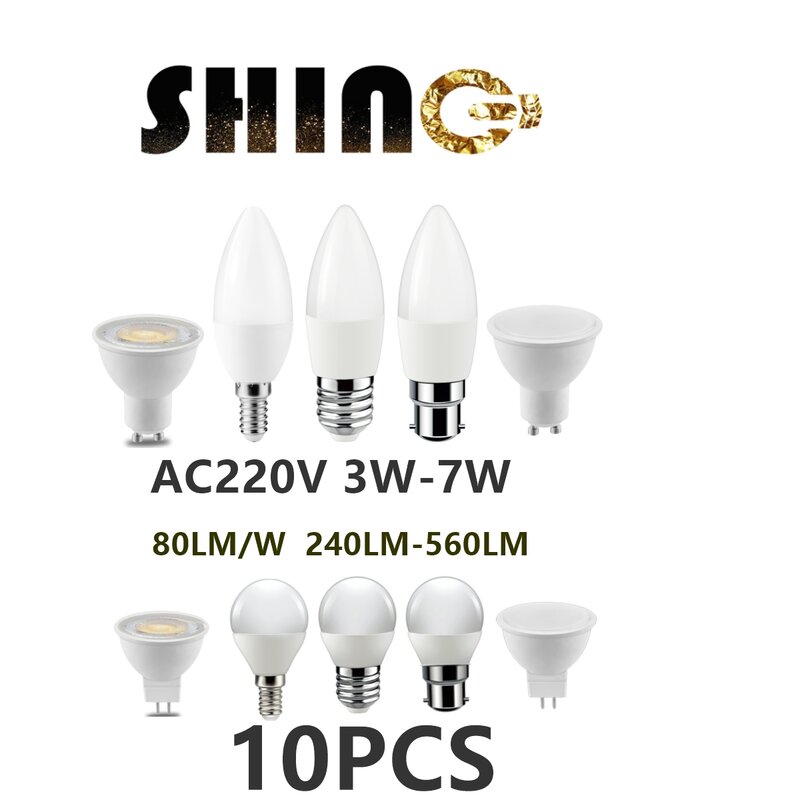10 pz fabbrica diretta lampadina a LED lampada a candela G45 GU10 MR16 220V a bassa potenza 3W-7W ad alto lumen senza stroboscopio applicare allo studio della cucina