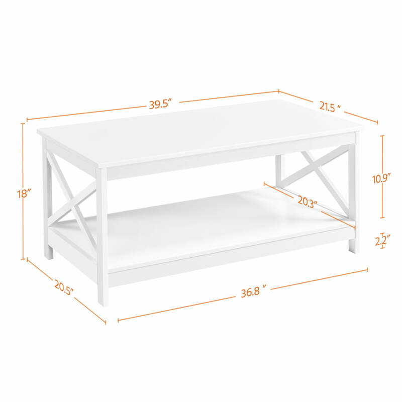 収納棚付きのモダンな木製xデザインの長方形のコーヒーテーブル、複数の色