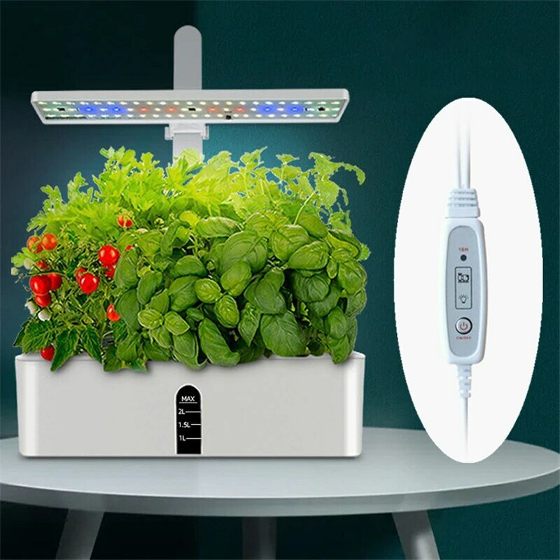 Jardim Hidroponia Sistema Crescente Indoor Herb Garden Kit Cronometragem Automática LED Crescer Luzes Bomba de Água Inteligente para Casa Vasos De Flores