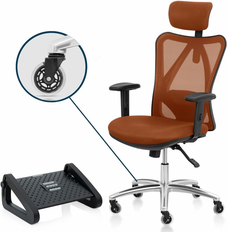 Офисное кресло-регулируемое настольное кресло с поддержкой поясницы и колесиком-кресло с высокой спинкой из дышащей сетки