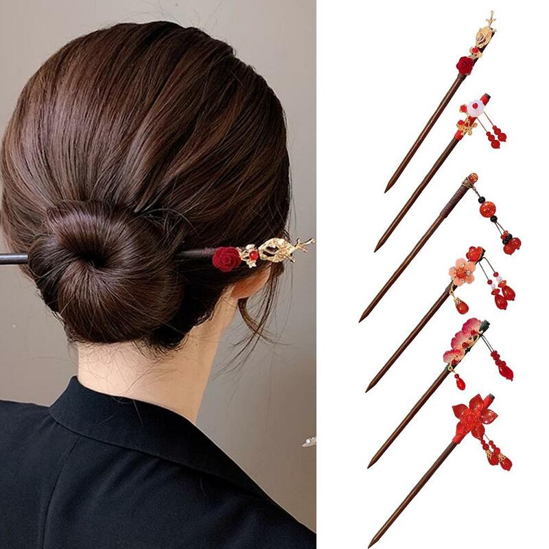 New Chinese Style Retro Hairpin Women Ladies Elegant Headwear Hair Accessories Metal Ancient Hanfu Year Gifts Stick Hair Ne B1W7