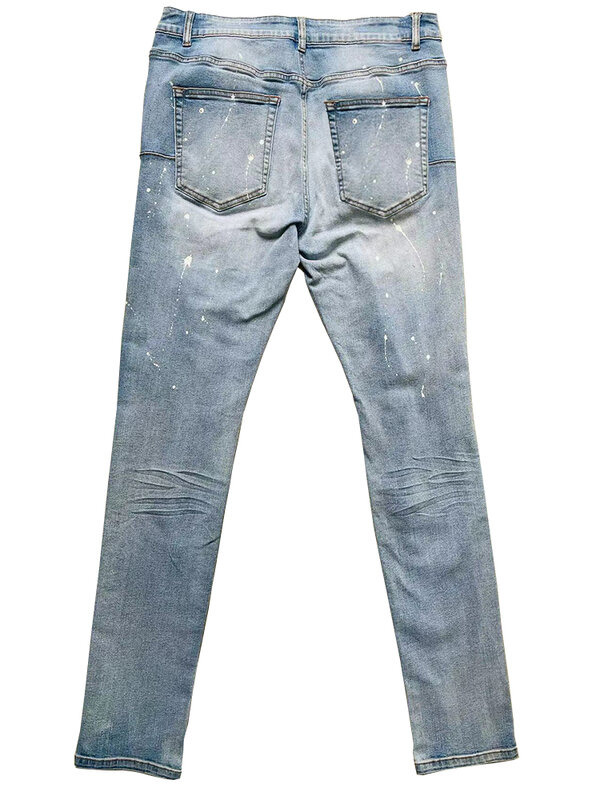 Calça jeans skinny elástica masculina de cintura média, calça lápis, justa, diária, outono