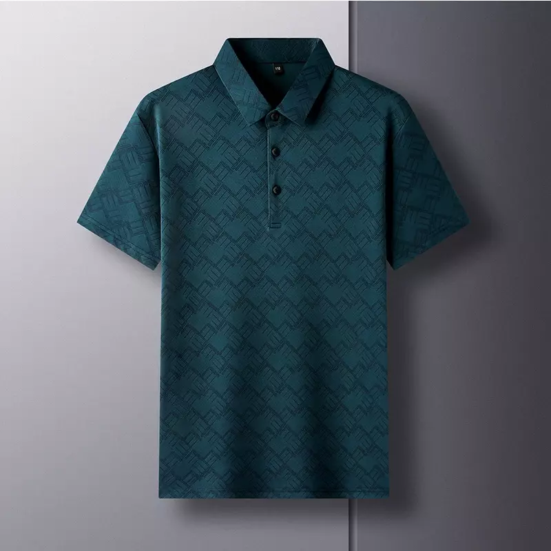 남성용 비즈니스 캐주얼 격자 무늬 폴로 셔츠, 슬림핏, 패셔너블하고 다목적, 반팔 티셔츠, 여름