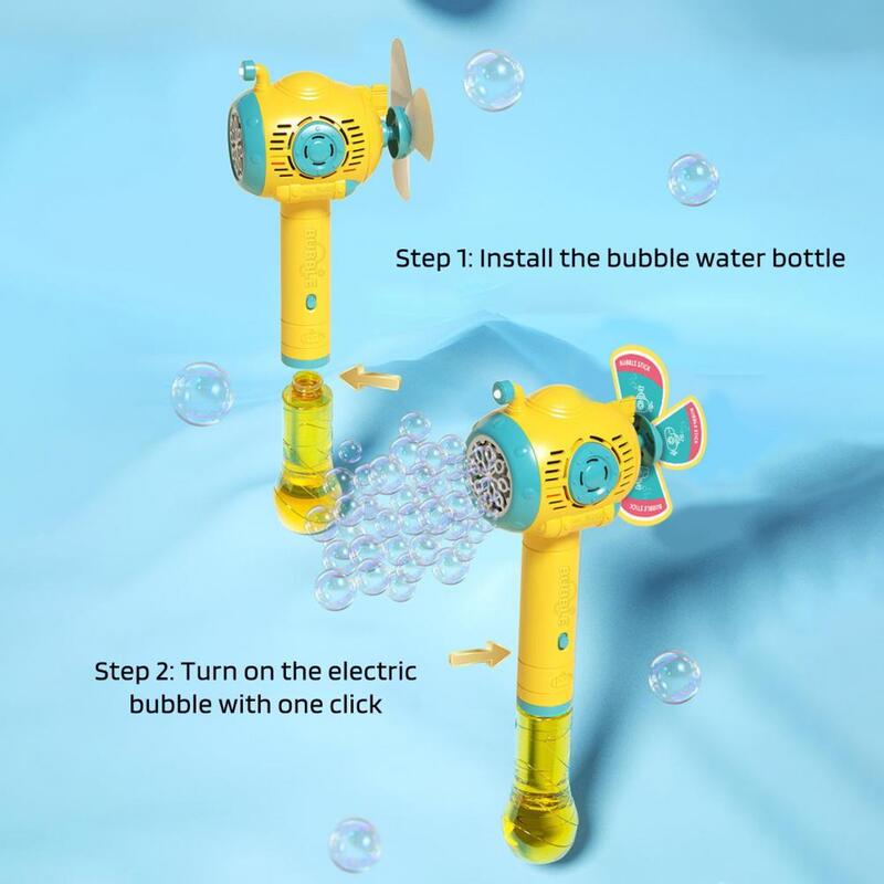 Easy to Use Bubble Maker Portable Submarine Windmill Bubble Maker Wand with Light Automatic Bubble Blower Machine for Toddlers