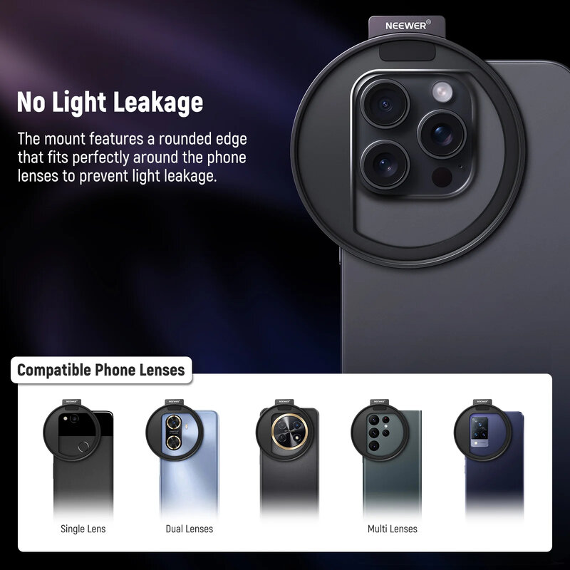 NEEWER-montaje de filtro de teléfono de 67mm, Clip de filtro de lente roscado LA006 con montaje de zapata fría para iPhone 13 14 15 S22 S23 Ultra