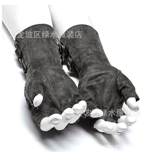 Protezioni per le braccia da uomo steampunk medievali rivetti guanti con fibbia per cintura protezioni per le mani vintage puntelli per le prestazioni del partito cosplay