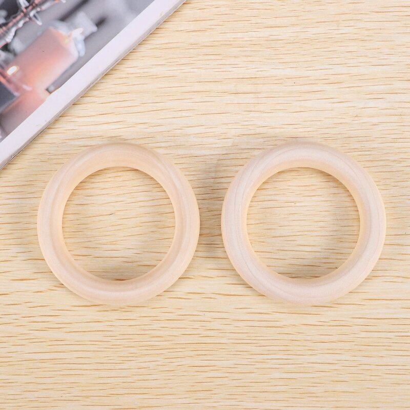 NEW-25 Pcs Natural Wood Rings 70Mm Unfinished Macrame Wooden Ring Wood Circles For DIY Craft Ring Pendant Jewelry Making