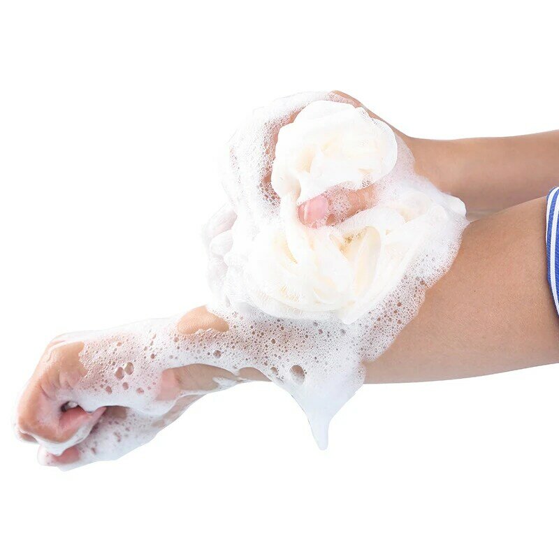 Esponja de malla para ducha, cepillo exfoliante corporal de bola de burbujas, limpiador suave, exfoliante para la piel, suministros de baño, 12x17cm