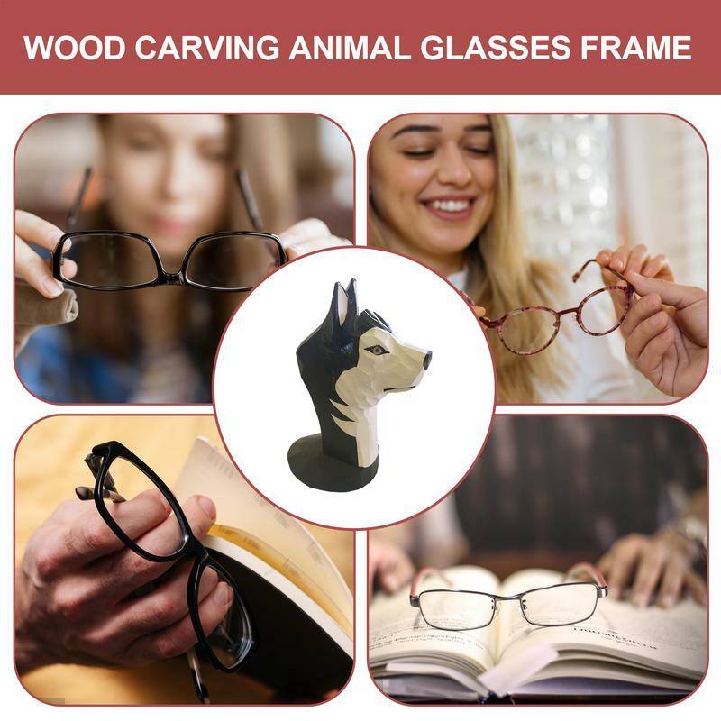 แว่นกันแดดไม้ penahan kacamata รูปสัตว์ทำมือไม้ออแกไนเซอร์จัดเก็บจัดแสดงแว่นตาโต๊ะข้างเตียงสำนักงานบ้าน