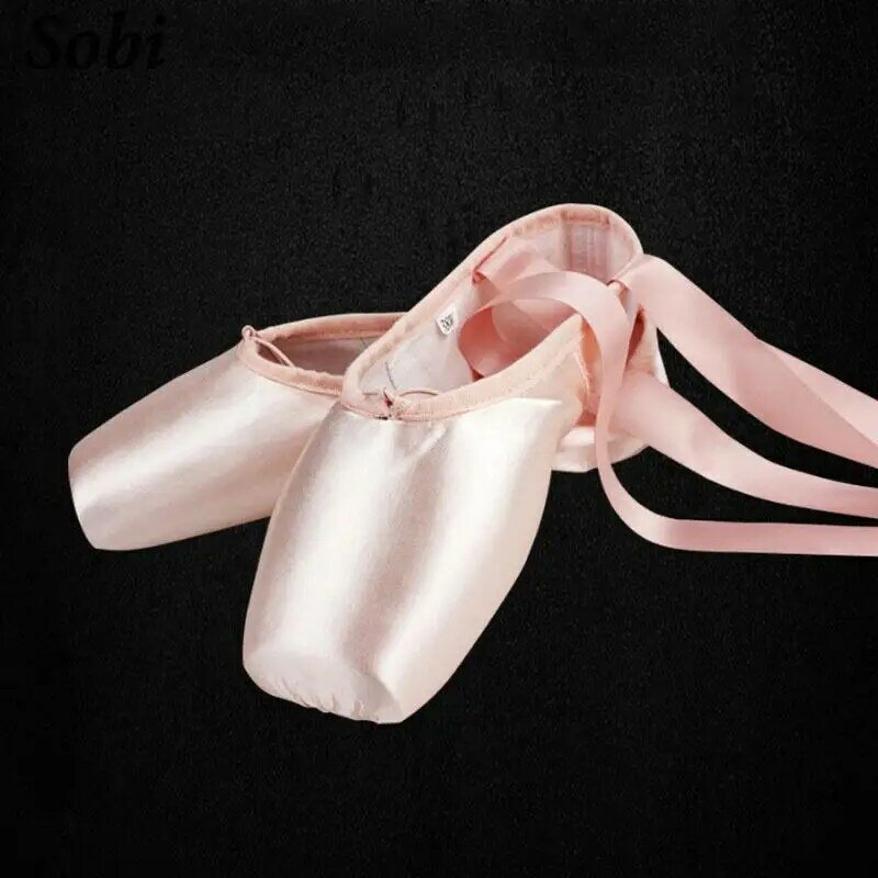 Sepatu dansa balet Pointe profesional sepatu tari balet sol lembut kanvas Satin anak perempuan sepatu dansa Yoga sepatu balerina dengan pita