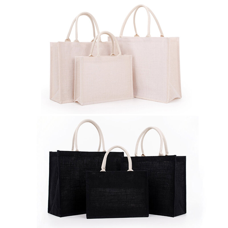 Вместительная Джутовая сумка-тоут, Портативная сумка для покупок, Женская Студенческая сумка унисекс, сумки через плечо, органайзер для продуктов