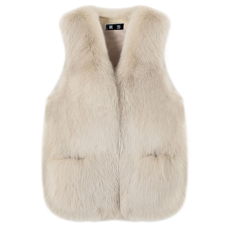 2023 Women Autumn Winter New Fashion Faux Fox Fur Vest Female V-neck Sleeveless Coats Ladies Short Imitation Fur Waistcoat Y476