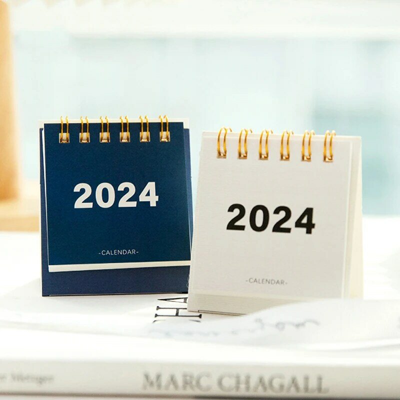 ミニペーパーデスクカレンダー、時間管理、毎日のプランナー、年間のアジェンダ、かわいいオフィスアクセサリー、2024