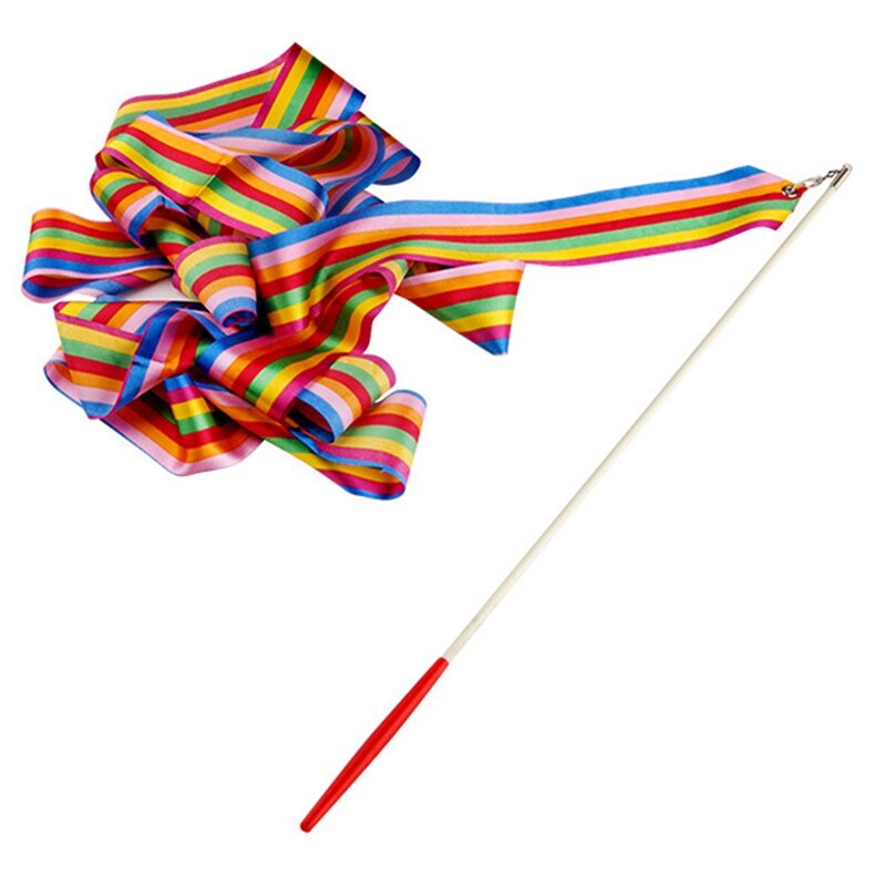 4M Kleurrijke Dans Lint Gym Ritmische Gymnastiek Kunst Streamer Twirling Rod Stick