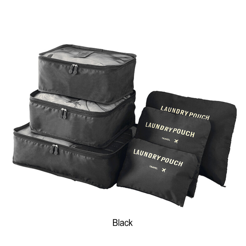 Travel In Style With Lightweight Luggage Suitcase Organizer Set 6 Set Packing Cubes Large Capacity