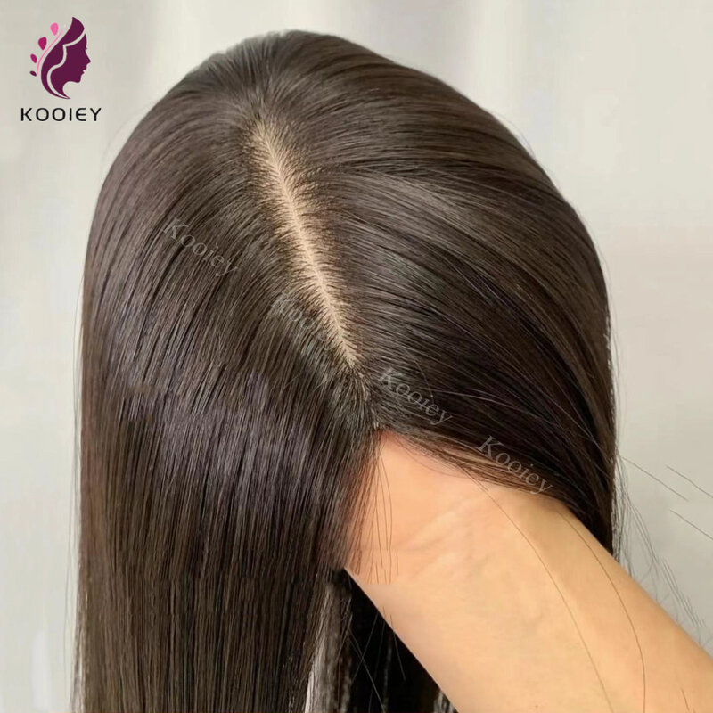 12x13cm Topper rambut dasar sutra untuk wanita kulit kepala alami atas lurus klip rambut Eropa di bagian rambut bebas Remy