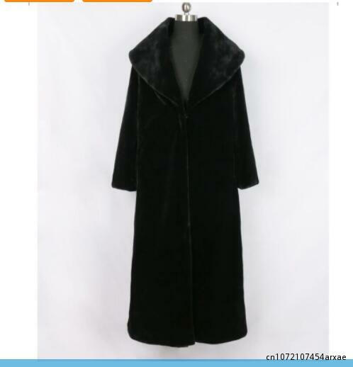 Abrigo de piel de zorro negro para mujer, abrigo de piel de visón, solapa larga, abrigo de piel de imitación, nuevos modelos de invierno, Otoño e Invierno
