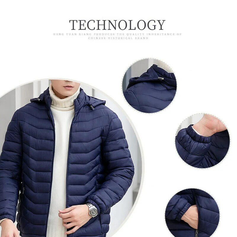남성 재킷, 초경량 다운 코튼 바람막이 통기성 따뜻한 탑 야외 코트 남성 후드 재킷 2022 가을 겨울
