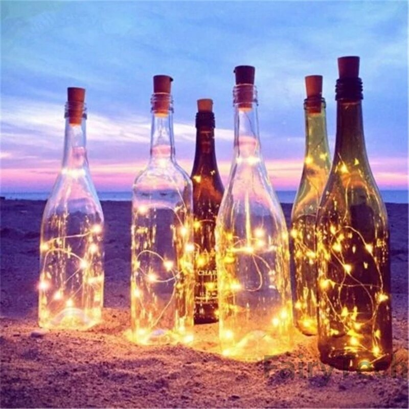 5 قطعة بطارية تعمل بالطاقة الفلين زجاجة ضوء 2 متر LED ضوء بار ضوء حفلة عيد ميلاد زجاجة النبيذ سدادة ضوء بار (بدون بطارية)