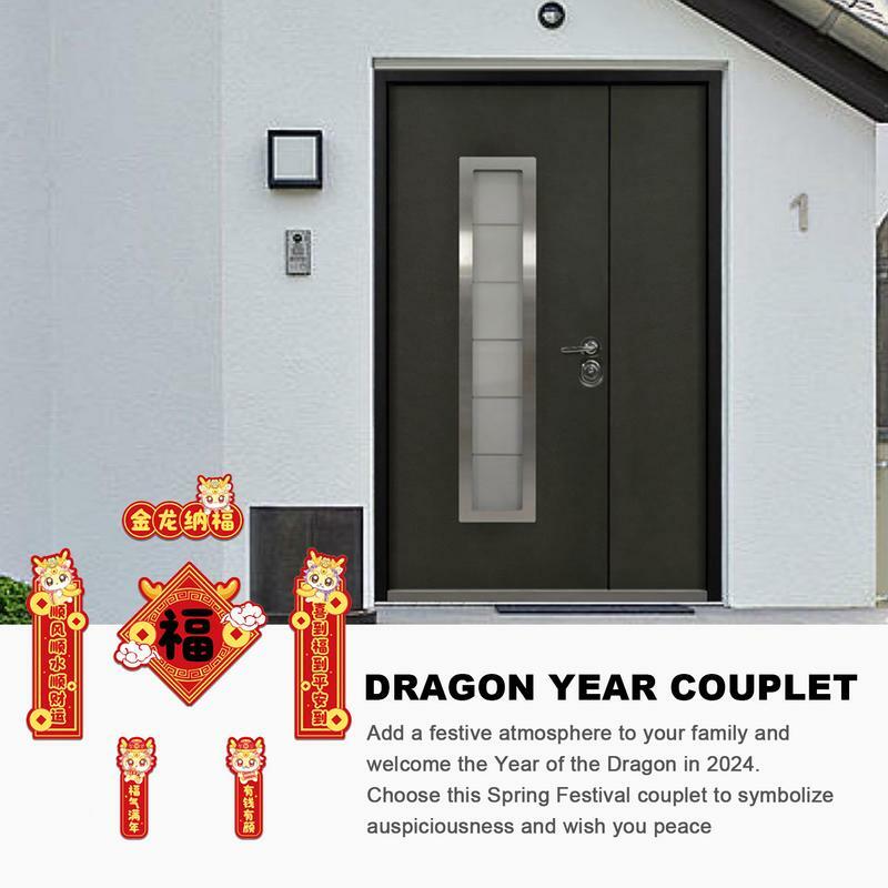 Magnetyczny dwuwiersz magnetyczny dekoracje wiosenny festiwal kuplety Lucky chiński dwuwiersz kuchenne magnesy kuplety naklejki na okna drzwi