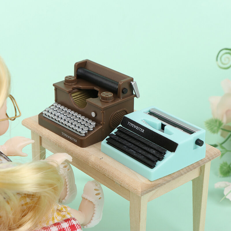 Vários estilos 1:12 escala simulação vintage máquina de escrever dollhouse miniatura fada boneca casa vida cena móveis brinquedos