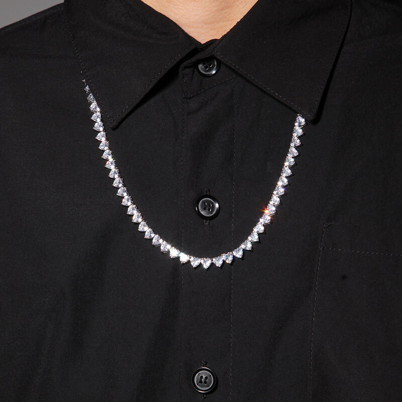 Uwin-gargantilla de cadena de tenis con corazón de 6mm, Micro pavé, circonita cúbica, ajuste de tres puntas de lujo, Collar corto Vintage