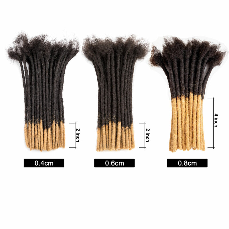 Wiltshire-Extension de Cheveux Humains Naturels Ombré pour Homme et Femme, Extensions de Dreadlocks Faites à la Main en Continu, 8 Pouces, 0.4, 0.6, 0.8cm