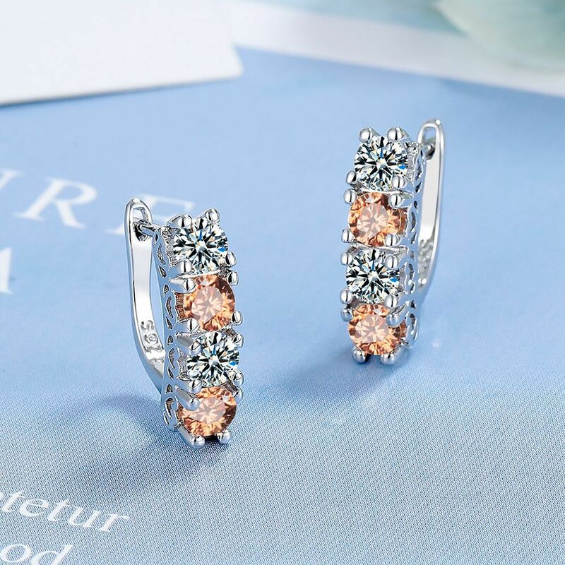 925 Sterling Silver Fashion Colorful Zircon Crystal Hoop Earrings for Women Female Jewelry Wedding Party Gift Aretes De Mujer