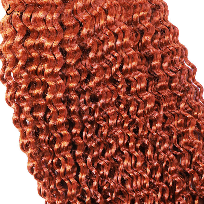 Extensiones de cabello humano 100% ondulado, pelo brasileño de jengibre, tejido sin trama, a granel