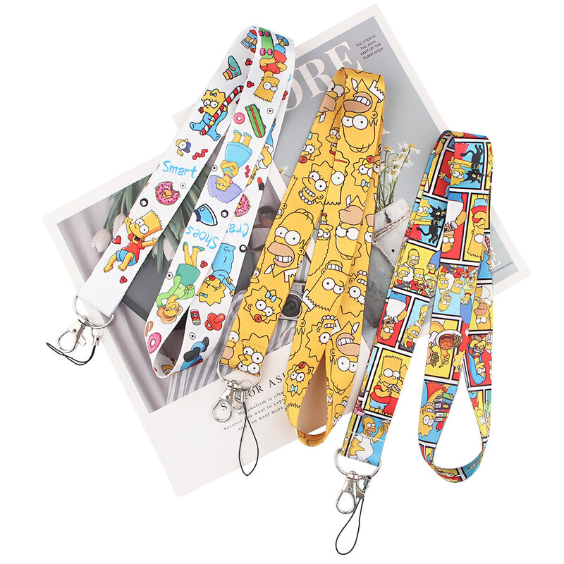 Simpson-cordón de dibujos animados para llaves, soporte para insignia de identificación, correas de cuello para teléfono con llavero, accesorios para teléfono, D042