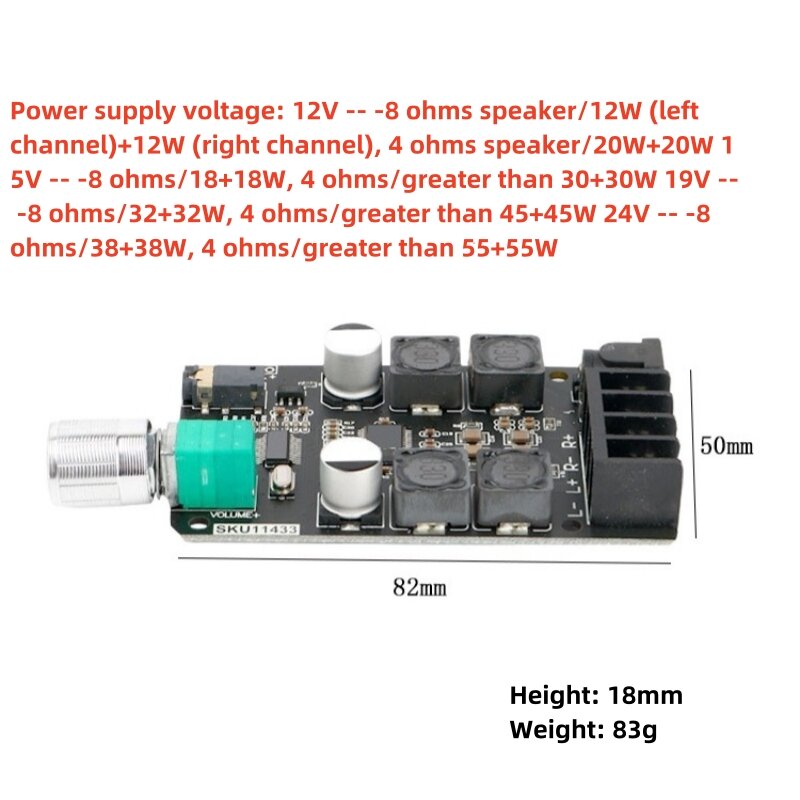 Placa Amplificadora de Potência Digital Bluetooth, Dual Channel, Filtro, HIFI, Amplificação de Áudio Sem Fio, TPA3116, 2x50W
