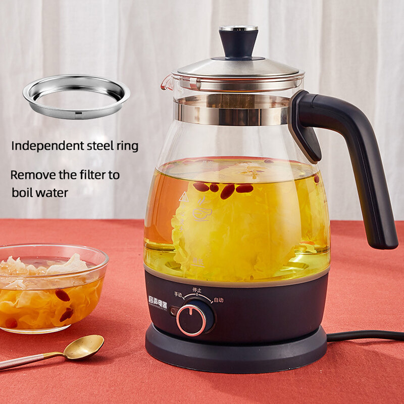 1L Electric Kettle Tea Maker Glass Tea Infuser Pot with Filter Automatic Steam Spray Borosilicate Glass Teapot Health Pot 600W