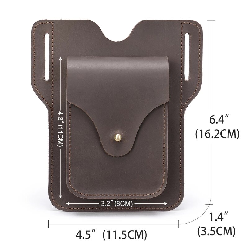 Genuine Leather Men Waist Bag For Phone Crazy Horse Leather Hook Bag Waist Belt Pack Cigarette Case Small Man Phone Pouch