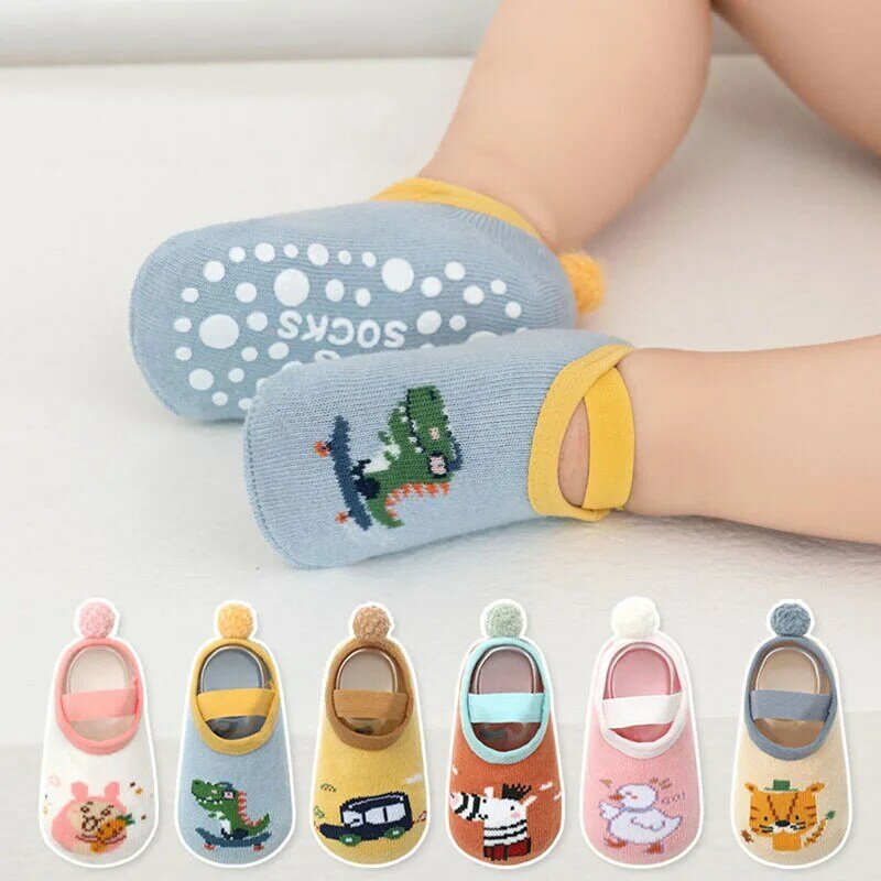 Newborn Baby Socks for Girls and Boys Toddler Cartoon Animal Print Anti-Skid Cute Floors Sock No-Show Crew Socks Ankle Footsocks